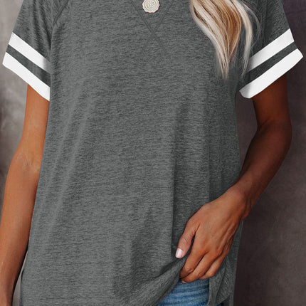 Plain Colorblock Raglan Sleeve T-shirt
