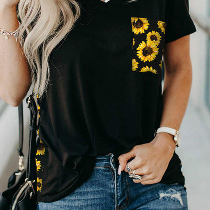 Wihte Leopard Printed Splicing T-Shirt