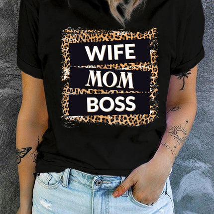 Mama Letter Leopard Print Graphic T-Shirt