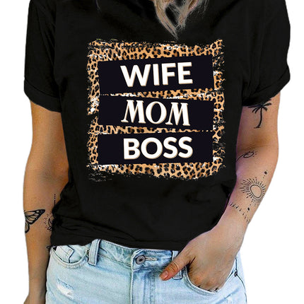 Mama Letter Leopard Print Graphic T-Shirt