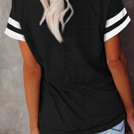 Plain Colorblock Raglan Sleeve T-shirt