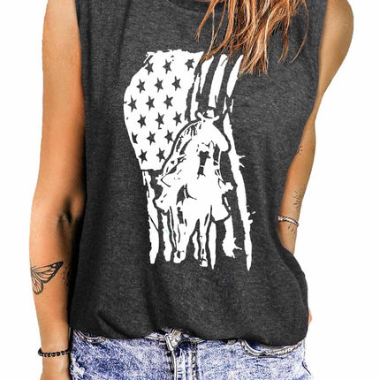 Valentine Heart Print Loose Crew Neck Tank Top