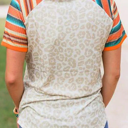 Striped Pattern Color Block Short Sleeve T Shirt