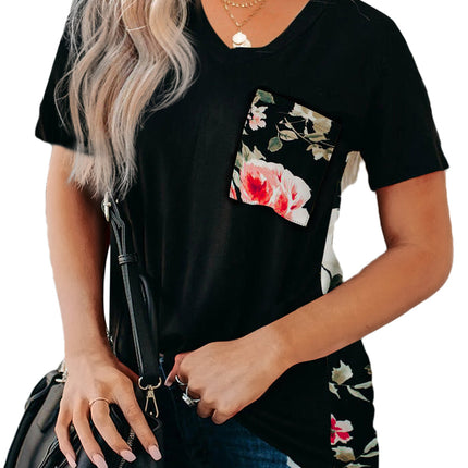 Wihte Leopard Printed Splicing T-Shirt