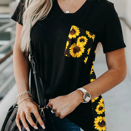 Wihte Leopard Printed Splicing T-Shirt