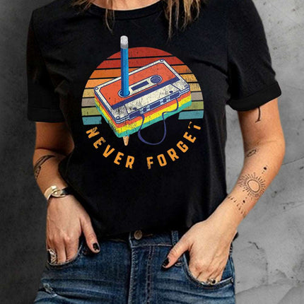 Casual Peach Logo Colorblock Print Graphic Tee