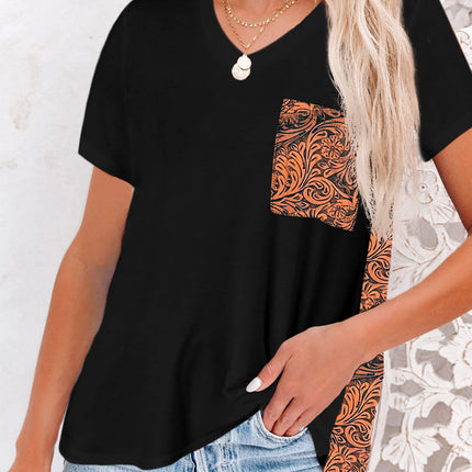 Wihte Leopard Printed Splicing T-Shirt